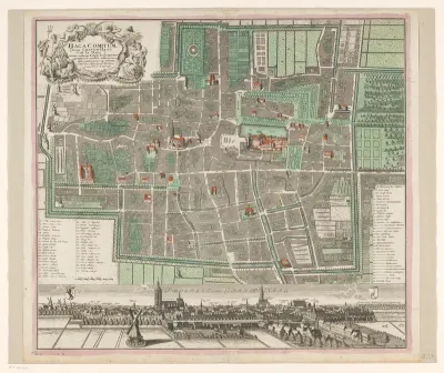 Plattegrond van Den Haag met stadsgezicht