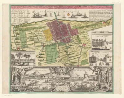 Plattegrond van en gezicht op Batavia