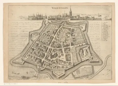 Plattegrond van en gezicht op Wageningen