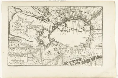 Plattegrond van het bombardement van Brussel door de Fransen (onderste helft), 1695