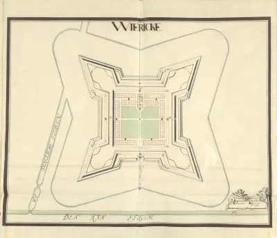 Plattegrond van het Fort Wierickerschans, ca. 1701-1715