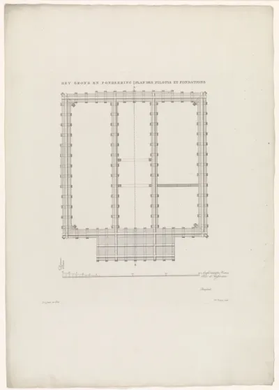 Plattegrond van het fundament van de rechtbank te Westzaan