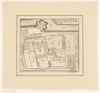 Plattegrond van het Minderbroedersklooster te Amsterdam, 1578