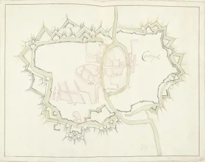 Plattegrond van Kortrijk, ca. 1701-1715