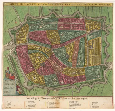 Plattegrond van Leiden met bonindeling