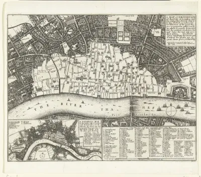 Plattegrond van Londen na de grote brand van 1666