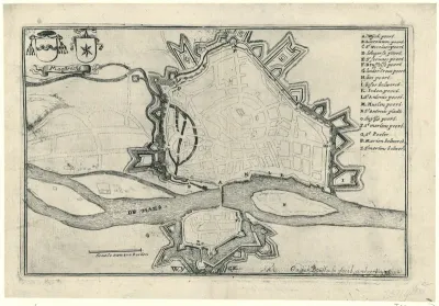 Plattegrond van Maastricht, veroverd door de Fransen in 1673