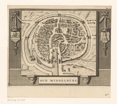 Plattegrond van Middelburg, ca. 1400