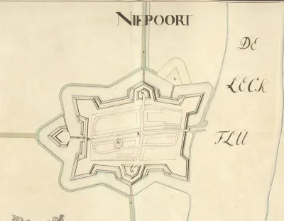 Plattegrond van Nieuwpoort (aan de Lek), ca. 1701-1715
