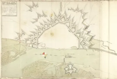 Plattegrond van Nijmegen, 1702
