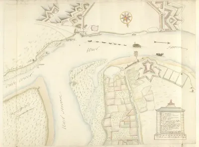 Plattegrond van Nijmegen en omgeving, ca. 1701-1715
