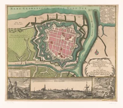 Plattegrond van Oostende met stadsgezicht
