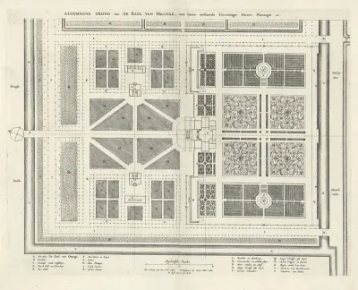 Plattegrond van Paleis Huis ten Bosch en het omliggende landgoed