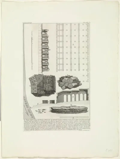 Plattegrond van restanten van de Porticus Aemilia te Rome