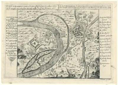 Plattegrond van Rheinberg, veroverd door de Fransen in 1672