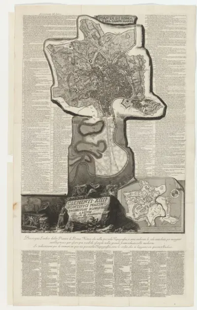 Plattegrond van Rome en het Marsveld