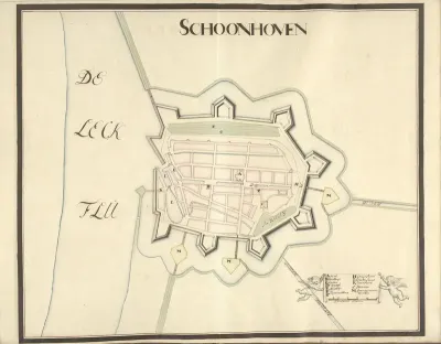 Plattegrond van Schoonhoven, ca. 1701-1715