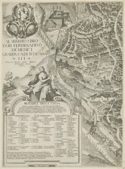 Plattegrond van Siena (deel linksonder)
