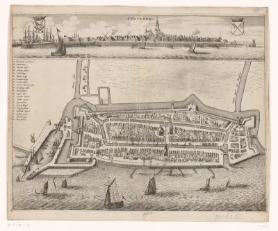 Plattegrond van Stavoren met stadsgezicht