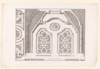 Plattegrond van tuin in Versailles met Latona-fontein