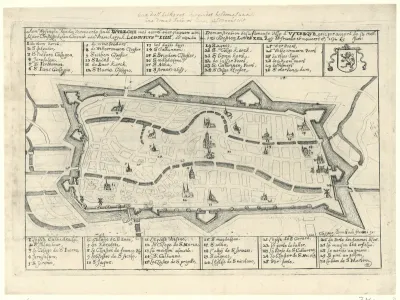 Plattegrond van Utrecht, veroverd door de Fransen in 1672