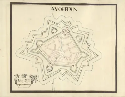 Plattegrond van Woerden, ca. 1701-1715