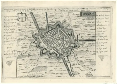 Plattegrond van Zwolle, veroverd door de bisschop van Munster in 1672