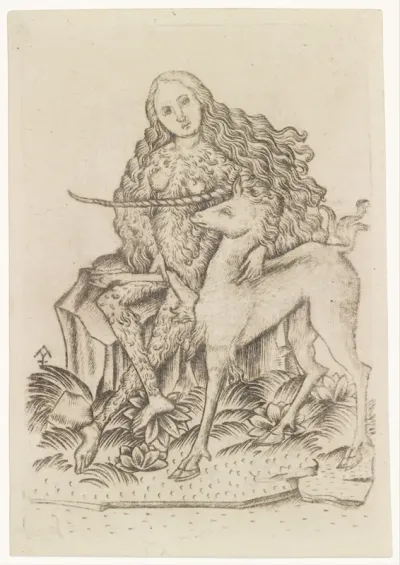 Playing Card, with Wild Woman and Unicorn
