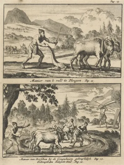 Ploegende boer / Dorsende boeren