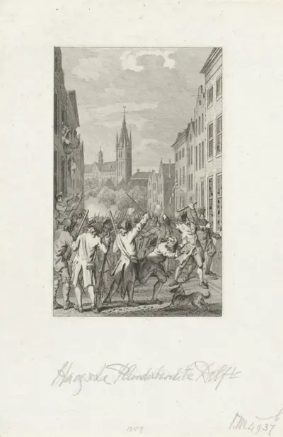 Plunderende Oranjeklanten te Delft, 1787