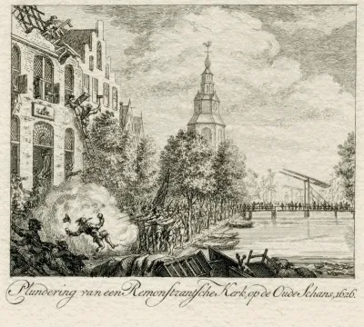 Plundering van een Remonstrante kerk op de Oude Schans, 1626