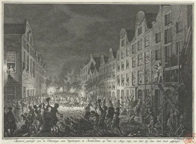 Plundering van een wijnverkopershuis te Rotterdam, 1751