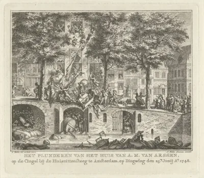 Plundering van het huis van A.M. van Arssen te Amsterdam, 1748