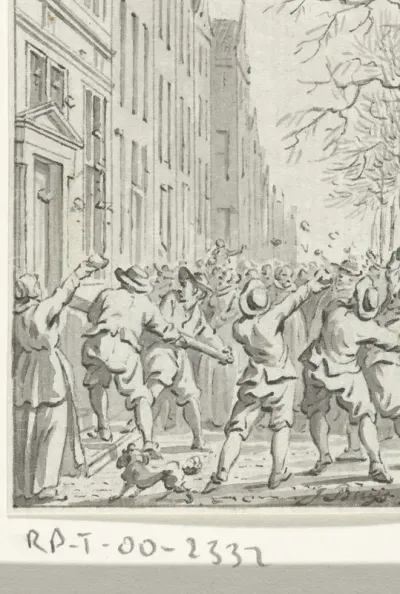 Plundering van het huis van Rem Egbertsz Bisschop (Episcopius) aan het Singel te Amsterdam, 1617