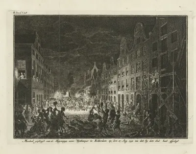 Plundering van het huis van wijnkoper Gerrit Hagedooren te Rotterdam, 1751