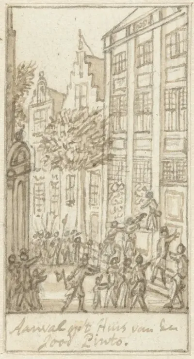 Plundering van het Pintohuis tijdens het Aansprekersoproer te Amsterdam, 1696