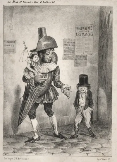 Pochades de carnaval:  Vois-tu, si ton maître est bien content de toi et si tu as le prix de sagesse cette année!  je te laisserai deguiser en paillasse! ...l'année prochaine!!