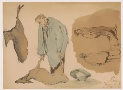 Poeliers met dode reeën