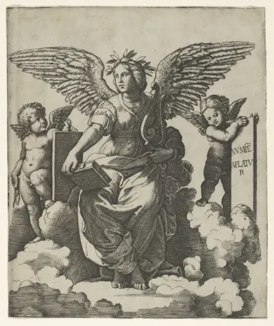 Poetry personified as a winged woman