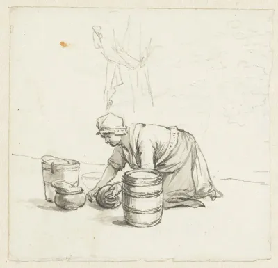 Poetsende vrouw