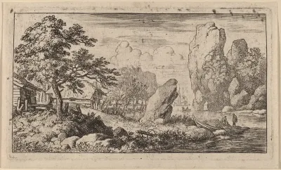 Pointed Boulder at the Bank of a River