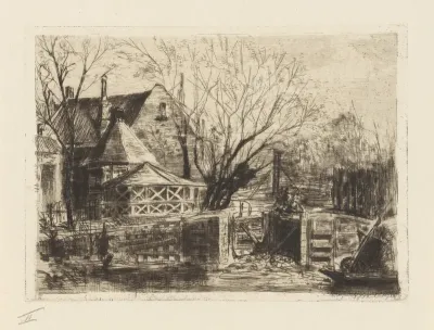Polderhuis met de sluis in Boerenwetering te Amsterdam