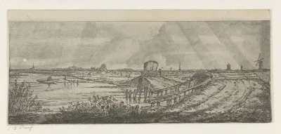 Polderlandschap met hooiwagen