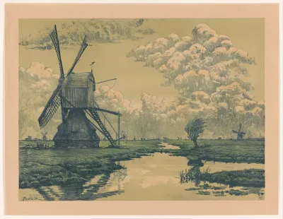 Polderlandschap met molens