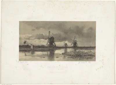 Polderlandschap met molens bij Dordrecht