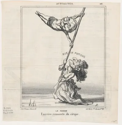Pole-vault: An exercise taken from the circus, from 'News of the day,' published in Le Charivari, March 9, 1870