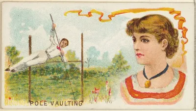 Pole Vaulting, from the Games and Sports series (N165) for Old Judge Cigarettes