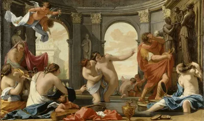 Poliphile au bain avec les nymphes