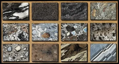 Polished schists of marble and other mixed stones from Mount Vesuvius