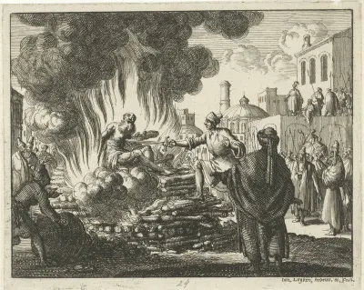 Polycarpus op de brandstapel doodgestoken